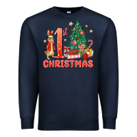 Navy red christmas bunny 1st christmas Premium Sweatshirt - MaliasSmallBusiness