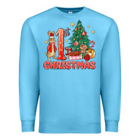 Ocean Blue red christmas bunny 1st christmas Premium Sweatshirt - MaliasSmallBusiness