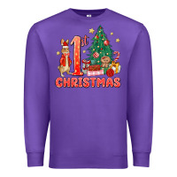 Purple red christmas bunny 1st christmas Premium Sweatshirt - MaliasSmallBusiness