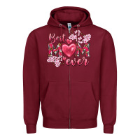 Burgundy best mom ever Zipper Hoodie - NancyCooperArtShop