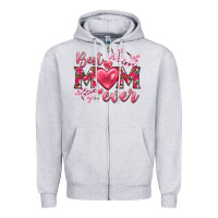 Heather Grey best mom ever Zipper Hoodie - NancyCooperArtShop