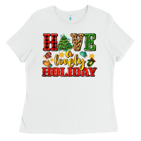 White have a lovely holiday with gloves Ladies Tee - AdoDesignShop