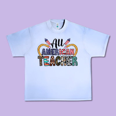 All American Teacher Urban Heavy Tee Designed By Cowhidedigitalart