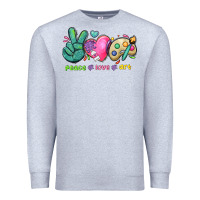 Heather Grey peace love art Premium Sweatshirt - NancyCooperArtShop