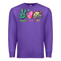 Purple peace love art Premium Sweatshirt - NancyCooperArtShop