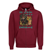 Burgundy life is better with a dachshund Zipper Hoodie - BarkalooDesign