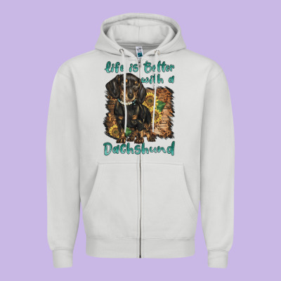 Life Is Better With A Dachshund Zipper Hoodie Designed By Barkaloodesign