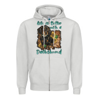 Dove Grey life is better with a dachshund Zipper Hoodie - BarkalooDesign