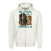 Oatmeal Heather life is better with a dachshund Zipper Hoodie - BarkalooDesign