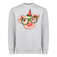 Heather Grey pig christmas Heavyweight Sweatshirt - RanaPortraitStore