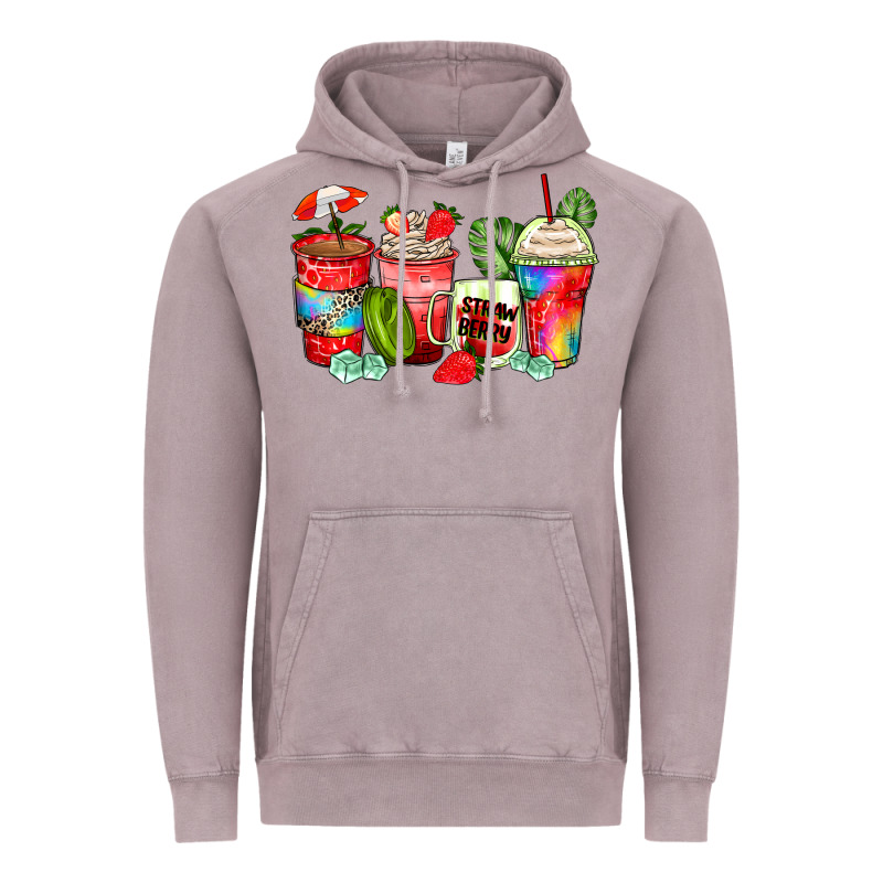 Strawberry Coffee Cups Vintage Hoodie by Zillion Design Studio | Teevron