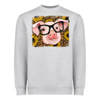 Heather Grey sunflowers pig Heavyweight Sweatshirt - RanaPortraitStore