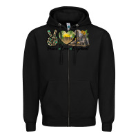 Black Peace Love Elephant Zipper Hoodie - LillyAllenDesigns