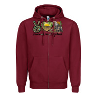 Burgundy Peace Love Elephant Zipper Hoodie - LillyAllenDesigns