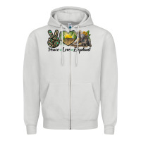 Dove Grey Peace Love Elephant Zipper Hoodie - LillyAllenDesigns
