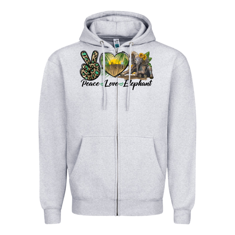 Peace Love Elephant Zipper Hoodie by LillyAllenDesigns | Teevron