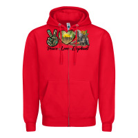 Red Peace Love Elephant Zipper Hoodie - LillyAllenDesigns