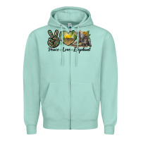 Seafoam Peace Love Elephant Zipper Hoodie - LillyAllenDesigns