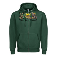 Sports Green Peace Love Elephant Zipper Hoodie - LillyAllenDesigns