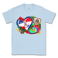 Dusty Blue western leopard  dominican republic  hearts Classic Tee - AdoDesignShop