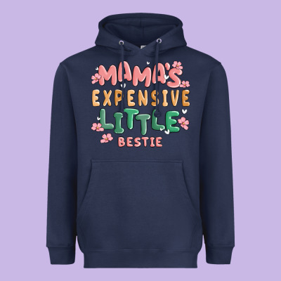 Mamas Expensive Little Bestie Heavyweight Hoodie Designed By Maliassmallbusiness
