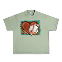 Oil Green western leopard baseball heart Urban Heavy Tee - HRA Design Shop