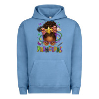 Pigment Pebble Blue mardi gras principal afro messy bun Urban Hoodie - texasbilliewilder