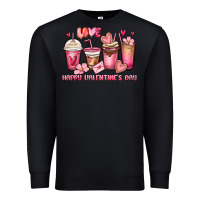 Black happy valentine's day coffee cups Premium Sweatshirt - MaliasSmallBusiness