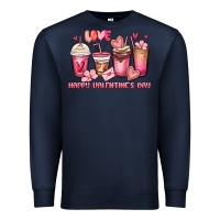 Navy happy valentine's day coffee cups Premium Sweatshirt - MaliasSmallBusiness