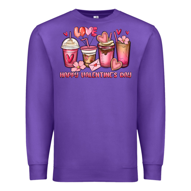 Happy Valentine's Day Coffee Cups Premium Sweatshirt by MaliasSmallBusiness | Teevron
