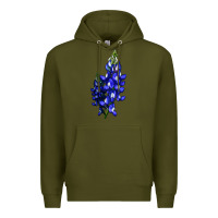 Army Green Bluebonnet Flower Premium Hoodie - LillyAllenDesigns