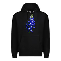 Black Bluebonnet Flower Premium Hoodie - LillyAllenDesigns