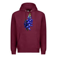 Burgundy Bluebonnet Flower Premium Hoodie - LillyAllenDesigns