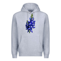 Heather Grey Bluebonnet Flower Premium Hoodie - LillyAllenDesigns