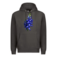 Smoke Bluebonnet Flower Premium Hoodie - LillyAllenDesigns