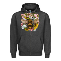 Charcoal Heather bee kind Zipper Hoodie - NancyCooperArtShop
