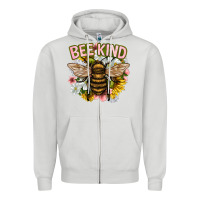 Dove Grey bee kind Zipper Hoodie - NancyCooperArtShop