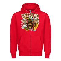 Red bee kind Zipper Hoodie - NancyCooperArtShop