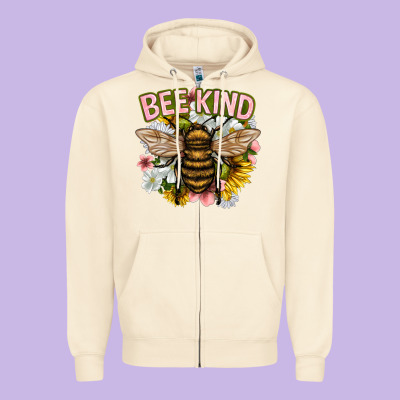 Bee Kind Zipper Hoodie Designed By Nancycooperartshop