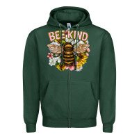 Sports Green bee kind Zipper Hoodie - NancyCooperArtShop