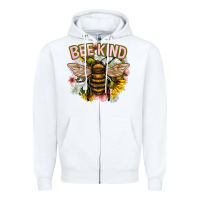 White bee kind Zipper Hoodie - NancyCooperArtShop