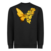Black flowers and childhood cancer ribbon butterfly Heavyweight Sweatshirt - texasbilliewilder