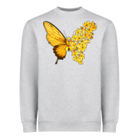 Flowers And Childhood Cancer Ribbon Butterfly Heavyweight Sweatshirt | Teevron
