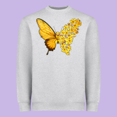 Flowers And Childhood Cancer Ribbon Butterfly Heavyweight Sweatshirt Designed By Texasbilliewilder