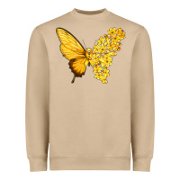 Mushroom flowers and childhood cancer ribbon butterfly Heavyweight Sweatshirt - texasbilliewilder