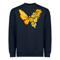 Navy flowers and childhood cancer ribbon butterfly Heavyweight Sweatshirt - texasbilliewilder