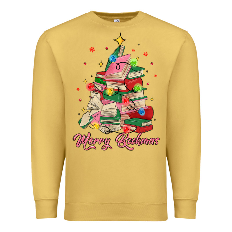 Merry Bookmas Christmas Book Tree Premium Sweatshirt by MaliasSmallBusiness | Teevron