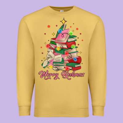 Merry Bookmas Christmas Book Tree Premium Sweatshirt Designed By Maliassmallbusiness