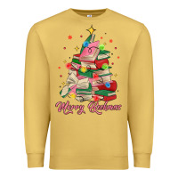 Antique Gold merry bookmas christmas book tree Premium Sweatshirt - MaliasSmallBusiness