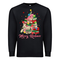 Black merry bookmas christmas book tree Premium Sweatshirt - MaliasSmallBusiness